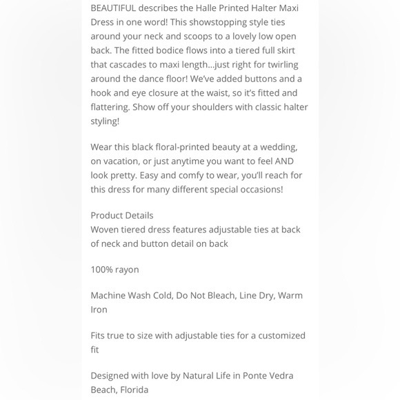 Natural Life Halle Floral Halter Maxi Dress Black Boho Tiered Large - Picture 14 of 14